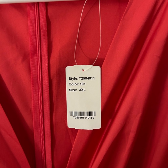 Long Hot Pink Tie Front Gown - Picture 4 of 4